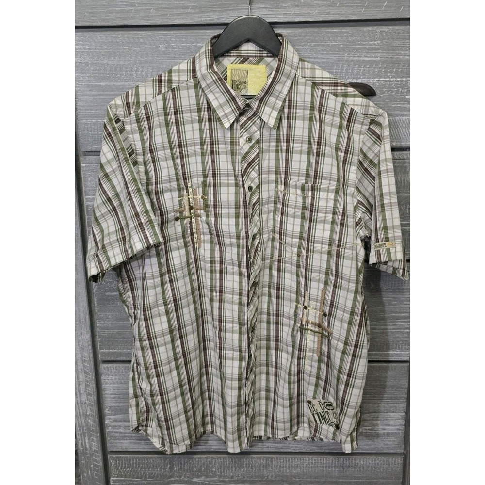 Ecko Unltd Classic Mens Button Up Short Sleeve Shirt Embroidery Size XXL